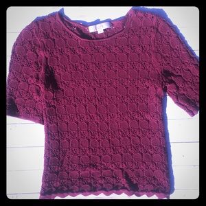 Loft Cranberry Crochet Top Size-Small